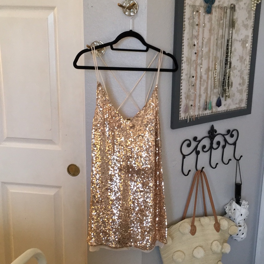 Free people rose gold sequin dress